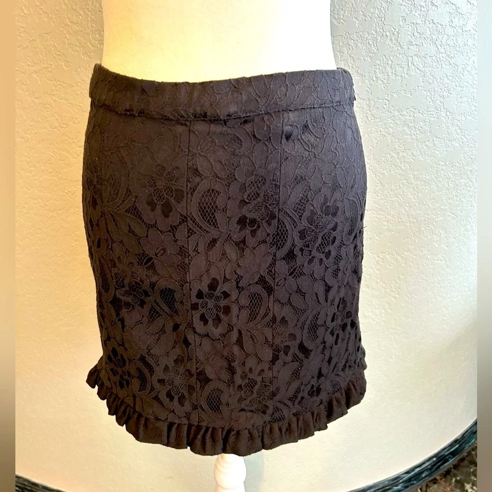 Free People Black Lace Mini Skirt. Size 2